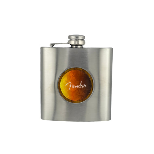 Fender White Spaghetti Logo on Sunburst Whiskey Flask