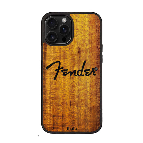 Fender Koa Vertical Spaghetti Logo Engraved & Inked | iPhone Case