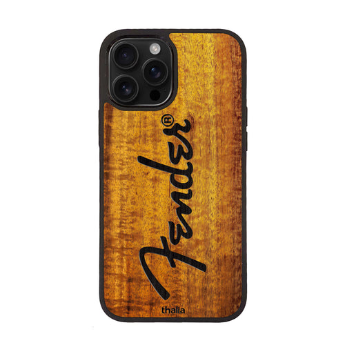 Fender Koa Horizontal Spaghetti Logo Engraved & Inked | iPhone Case