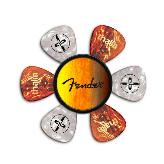 Fender Sunburst Black Spaghetti Logo| Pick Puck 2.0