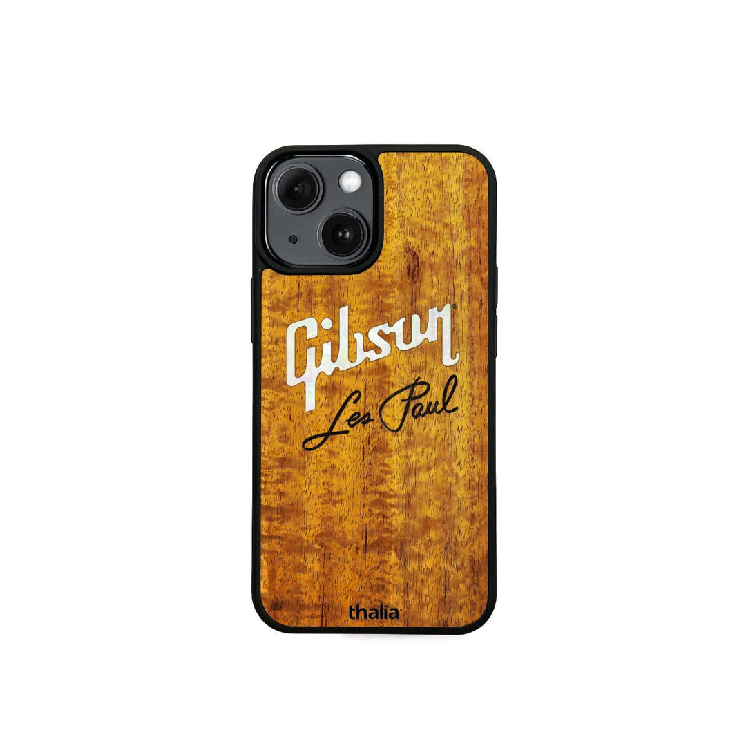 GibsonbyThalia Phone Case Gibson Pearl Logo with Les Paul Script Engraved | iPhone Case AAA Curly Koa / iPhone 13 Mini
