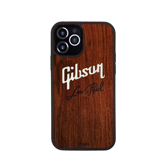 GibsonbyThalia Phone Case Indian Rosewood & Gibson Pearl Logo with Les Paul Script Engraved | Phone Case iPhone 12 / Pro