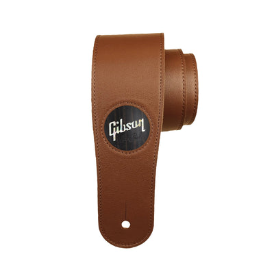 GibsonbyThalia Strap Gibson Les Paul Pearl Logo Inlay | Italian Leather Strap Black Ebony / Brown / Standard