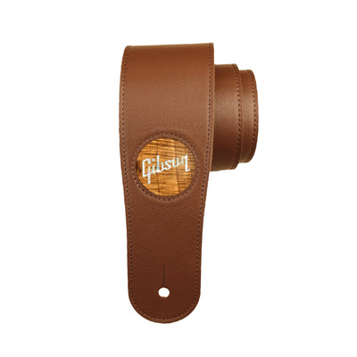GibsonbyThalia Strap Gibson Pearl Logo Inlay | Italian Leather Strap AAA Curly Koa / Brown / Standard