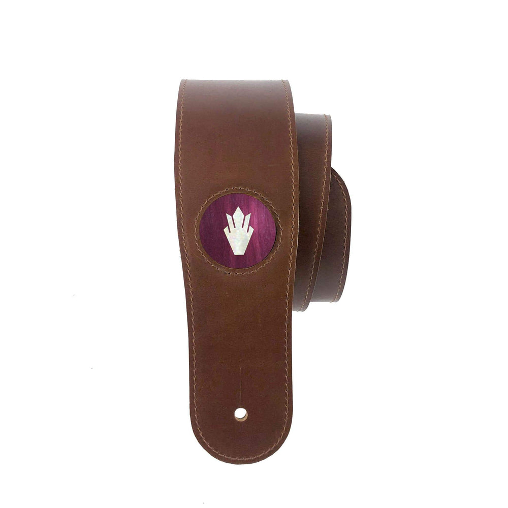 GibsonbyThalia Strap Purpleheart & Gibson Pearl Holly Inlay | Italian Leather Strap Brown / Standard