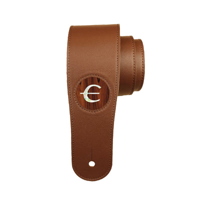 GibsonbyThalia Strap Santos Rosewood & Epiphone Pearl "E" Logo Inlay | Italian Leather Strap Brown / Standard