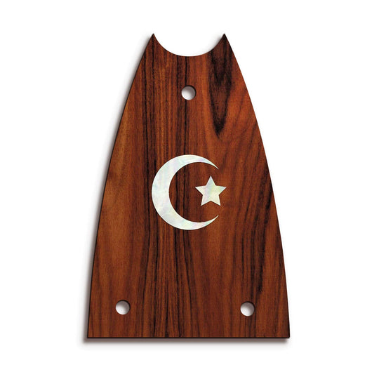 GibsonbyThalia Truss Rod Cover Custom Truss Rod Cover | Shape T7 - Fits Many Epiphone Guitars Pearl Crescent Moon / Santos Rosewood