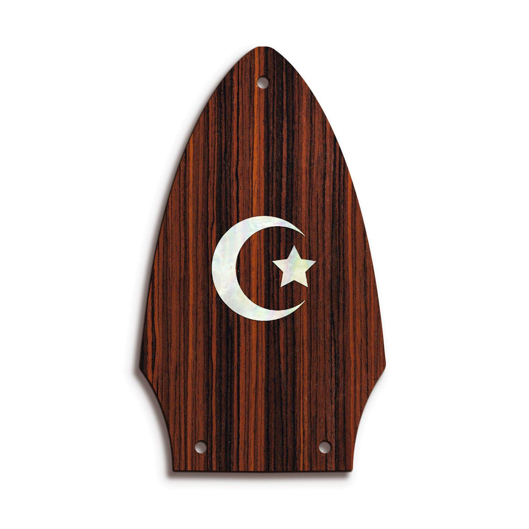 GibsonbyThalia Truss Rod Cover Custom Truss Rod Cover | Shape T8 - Fits Many Gibson Guitars Pearl Crescent Moon / Indian Rosewood