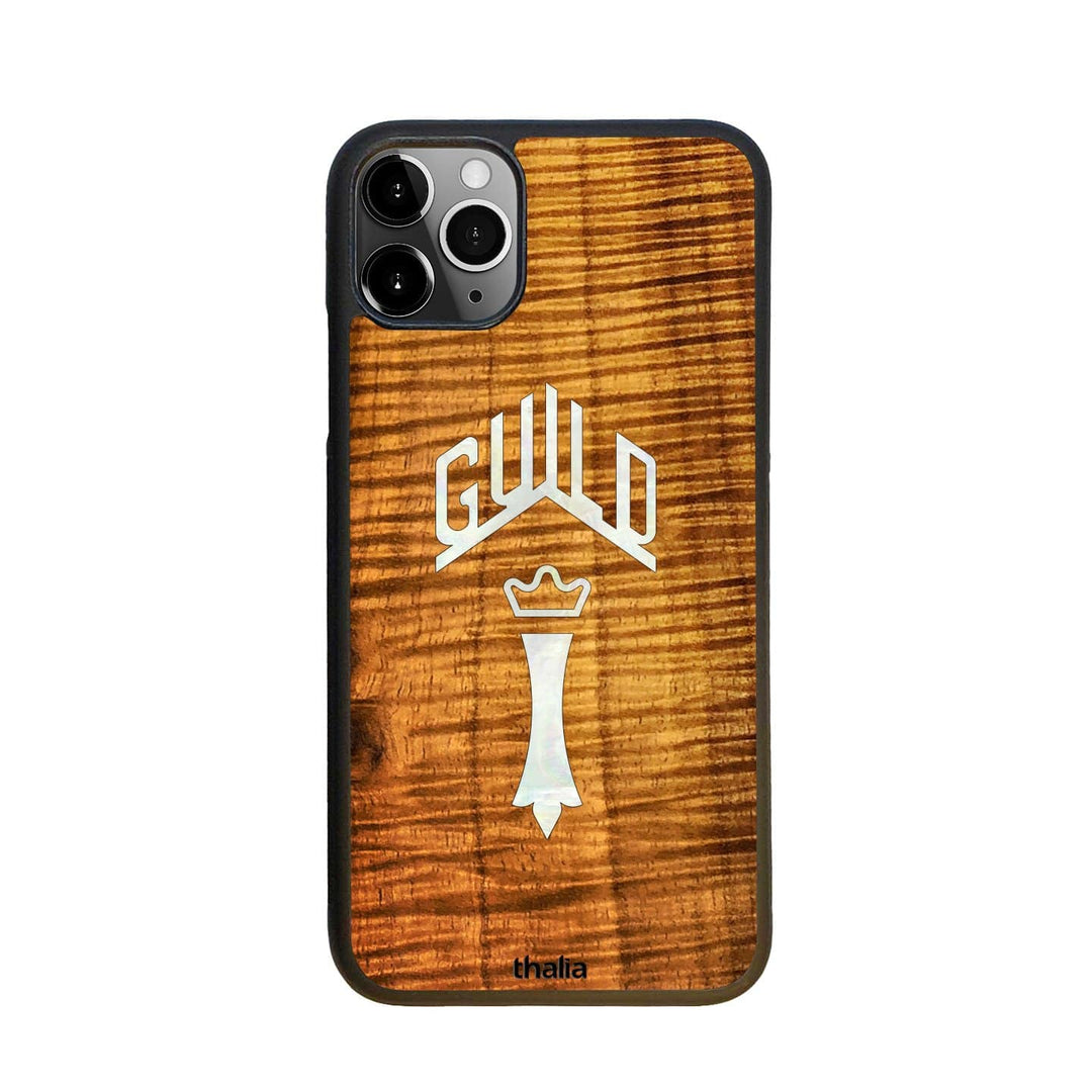 GuildbyThalia Phone Case AAA Curly Hawaiian Koa & Guild Chesterfield Pearl Logo | Phone Case iPhone 11 Pro Max