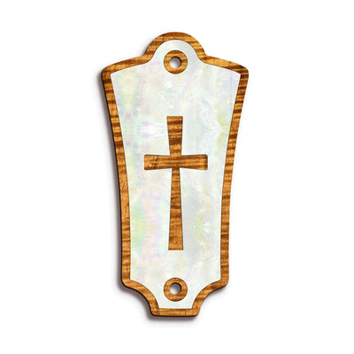 GuildbyThalia Truss Rod Cover Custom Truss Rod Cover | Shape T2 - Fits Most Guild Guitars Cross in Pearl / AAA Curly Koa
