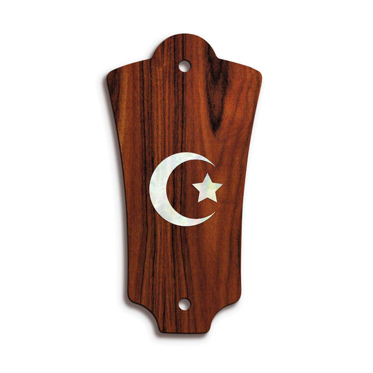 GuildbyThalia Truss Rod Cover Custom Truss Rod Cover | Shape T2 - Fits Most Guild Guitars Pearl Crescent Moon / Santos Rosewood