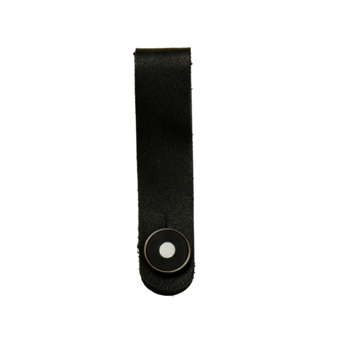 Thalia Leather Strap Tie Mother of Pearl & Exotic Wood | Leather Headstock Strap Tie Black / Black / Black Ebony