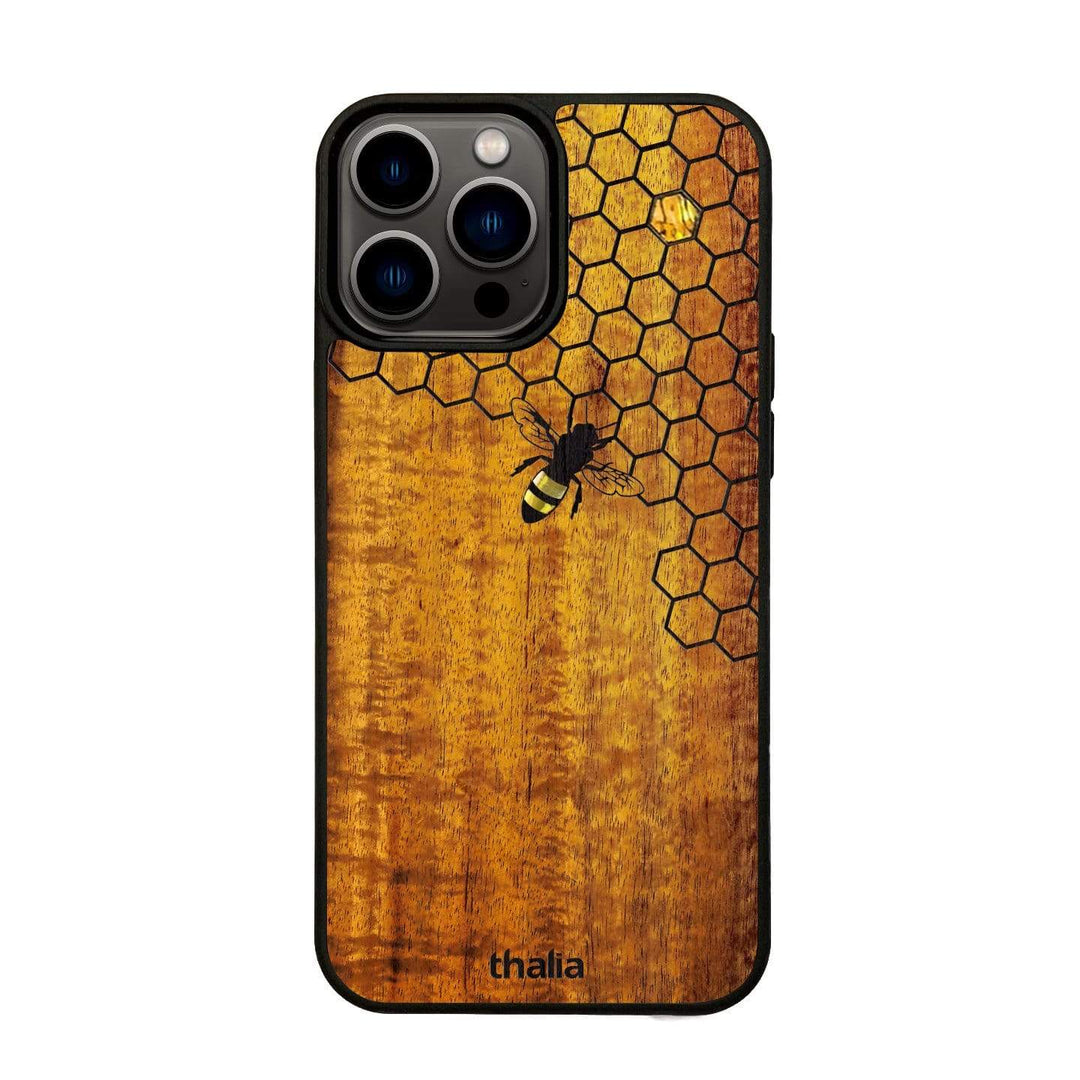 Thalia Phone Case AAA Curly Hawaiian Koa & Bee with Honeycomb | iPhone Case iPhone 13 Pro Max