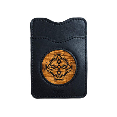 Thalia Phone Wallet Celtic Cross Engraving | Leather Phone Wallet AAA Curly Koa