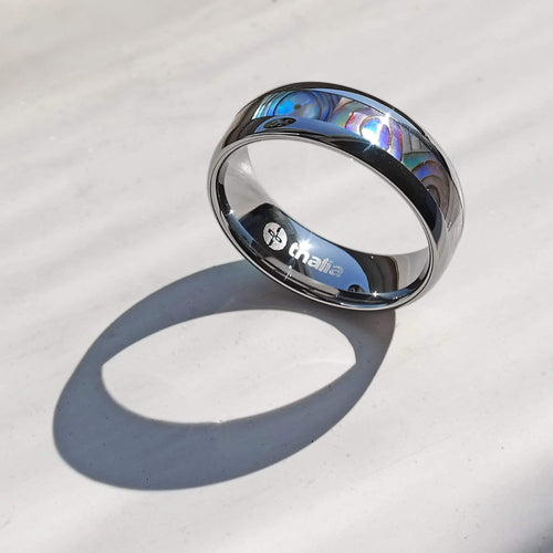 Thalia Ring Blue Abalone | Tungsten Carbide Ring 8mm 11 / 24K Gold