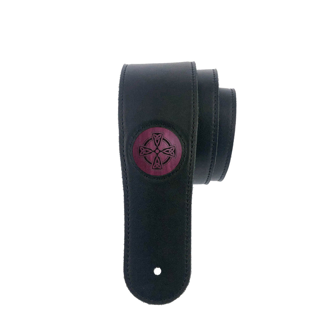 Thalia Strap Purpleheart & Celtic Cross Engraving | Italian Leather Strap Black / Standard