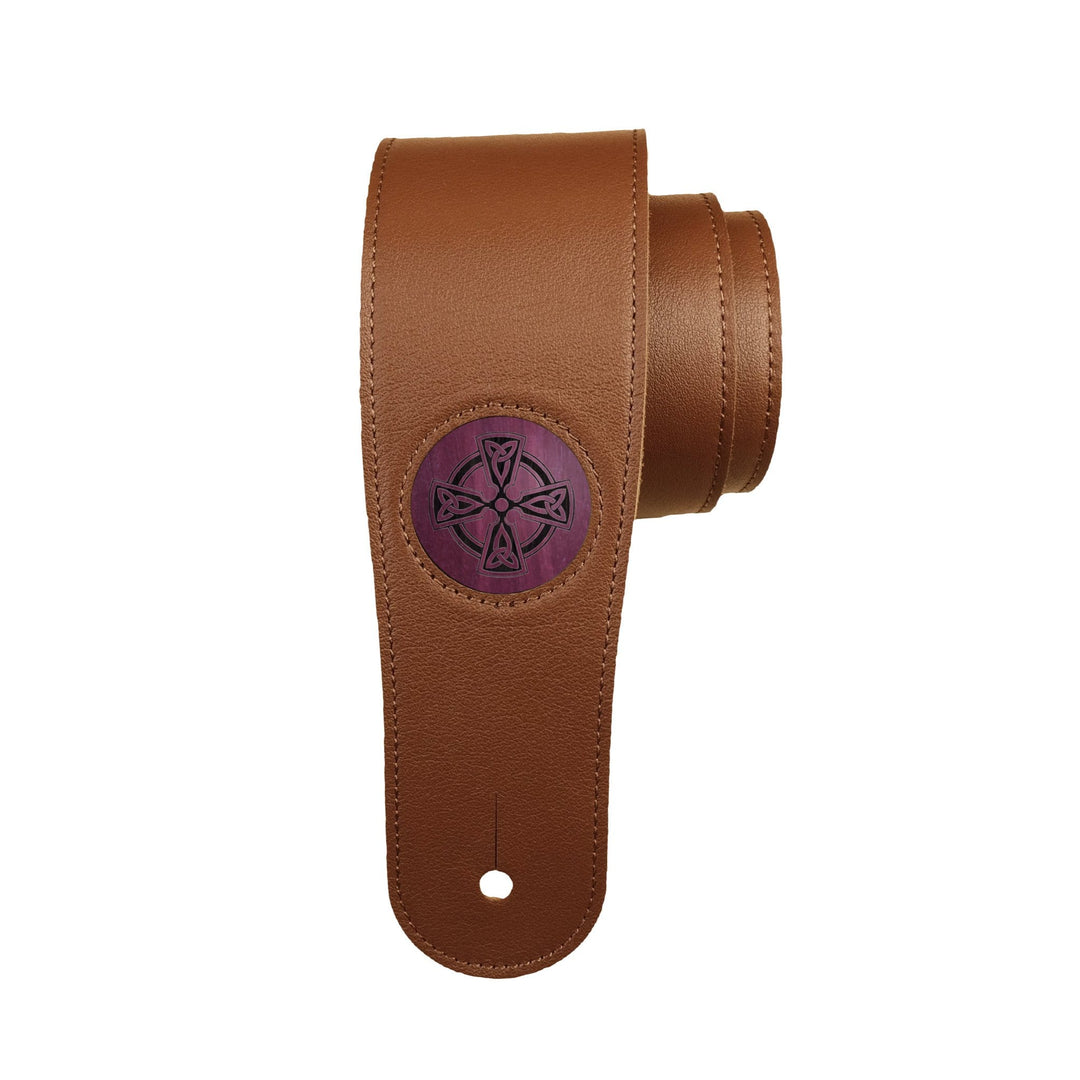 Thalia Strap Purpleheart & Celtic Cross Engraving | Italian Leather Strap Brown / Standard