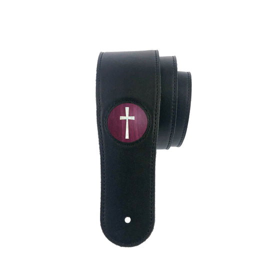 Thalia Strap Purpleheart & Pearl Cross Inlay | Italian Leather Strap Black / Standard