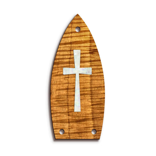 Thalia Truss Rod Cover Custom Truss Rod Cover | Shape T9 - Fits Most Gretsch Guitars Pearl Cross / AAA Curly Koa